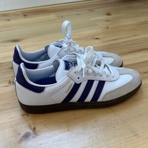 Adidas Samba White and Navy Sneakers